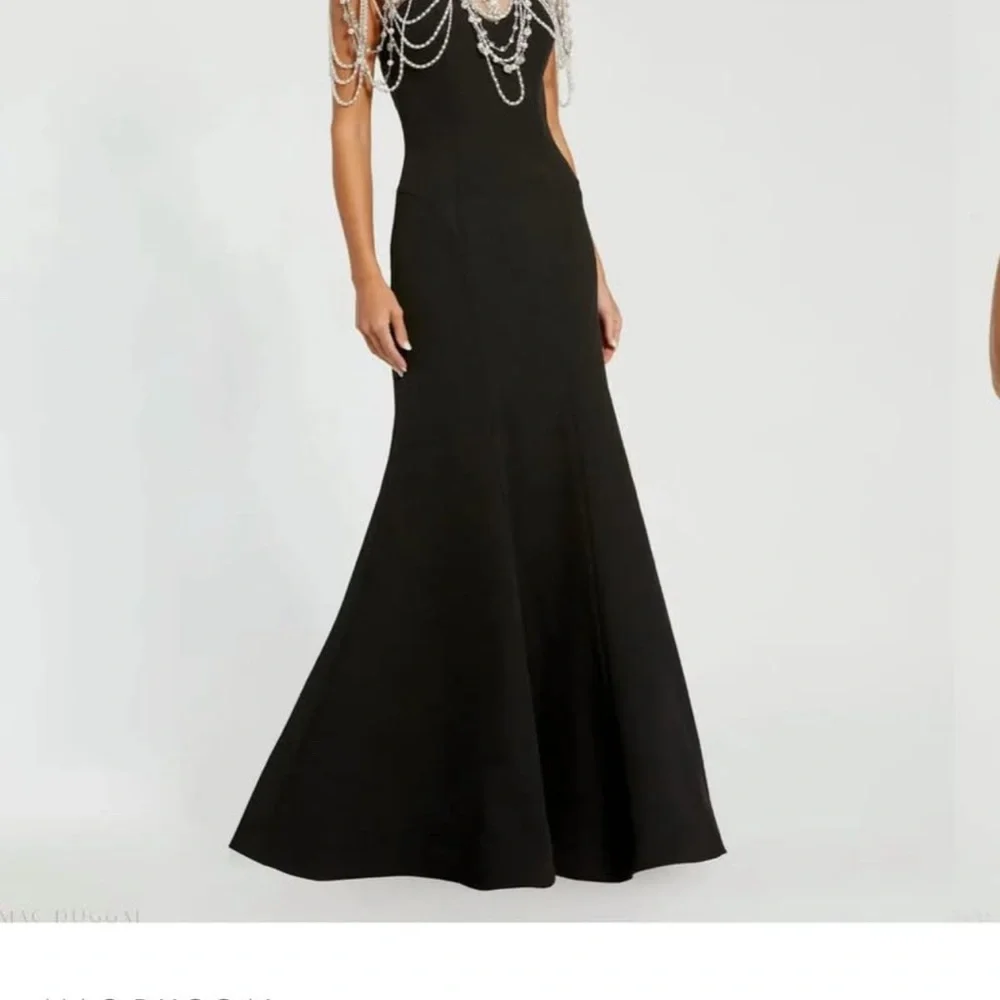 Mac Duggal Black Dress with Pearl Accents - Picture 1 of 8